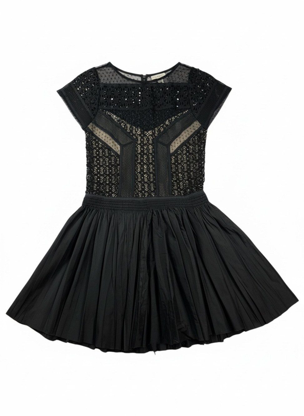 Free People FP One Lola Dress Black Lace Fit Flare Mini Victorian Boho Size 8